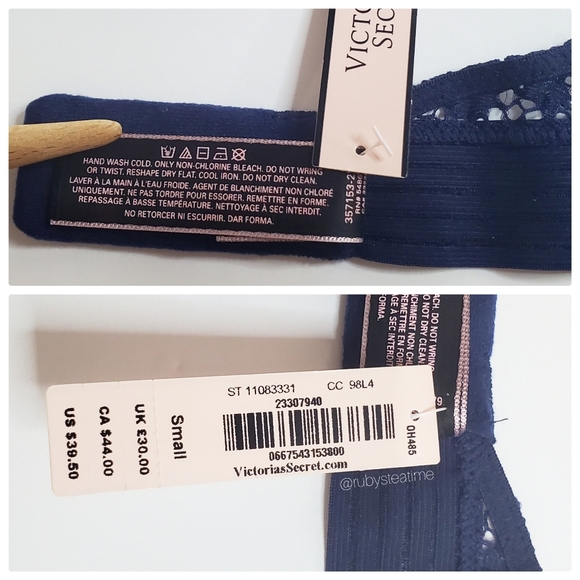 VICTORIA'S SECRET Very Sexy Floral Lace Halter Bralette -Navy Blue, New with Tag - Picture 8 of 8